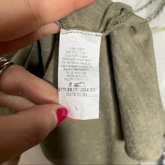 Hummingbird Acid Wash Green T Back Short Sleeve Swing Tee Oversized Size Large - Picture 7 of 7